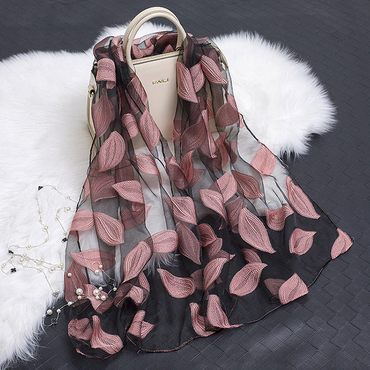 Stornfield | Silk scarf with cut flowers hollow motif