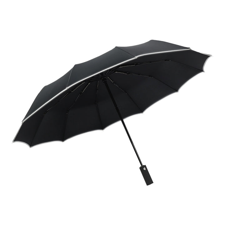 Women's automatic folding umbrella with reversible design and reflective safety features Stornfield