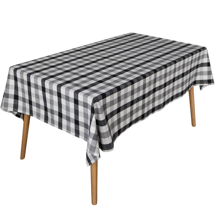 Water-repellent rectangular tablecloth in classic Vichy check made of cotton-linen