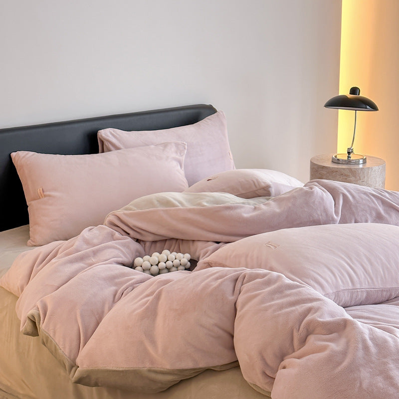 Milk fiber bedding set, solid colors, 4-piece