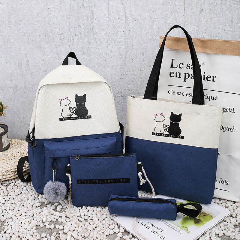 5-Piece Backpack and Tote Bag Set with Cat Design Stornfield