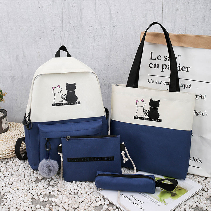5-Piece Backpack and Tote Bag Set with Cat Design Stornfield