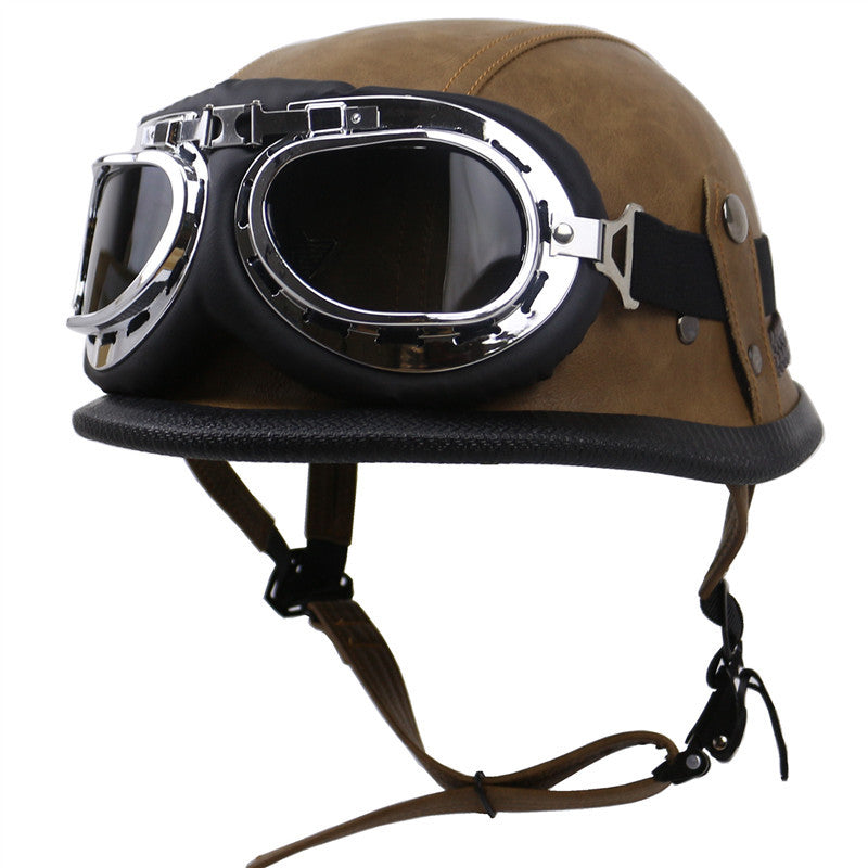Vintage-Style Motorcycle Helmet with Goggles Stornfield