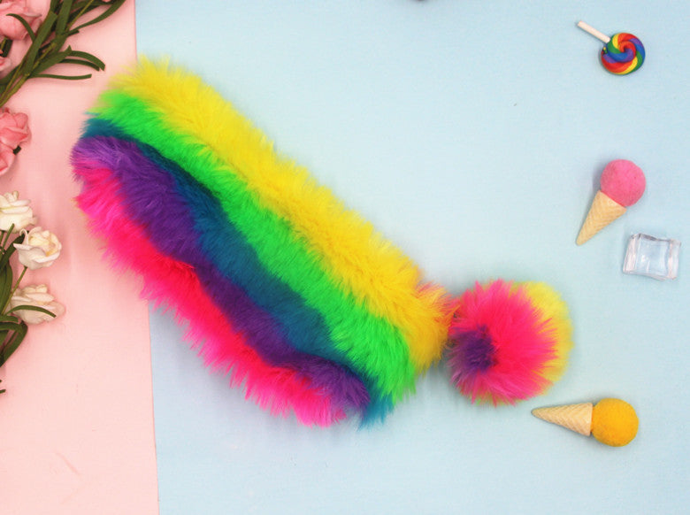 Furry Multicolored Plush Pencil Case Stornfield