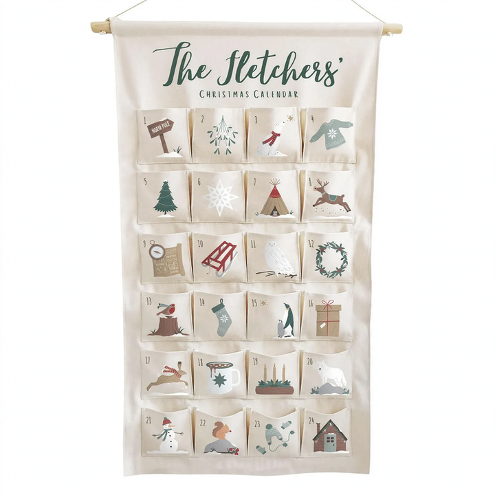 Personalizable fabric Advent calendar, 24 pockets