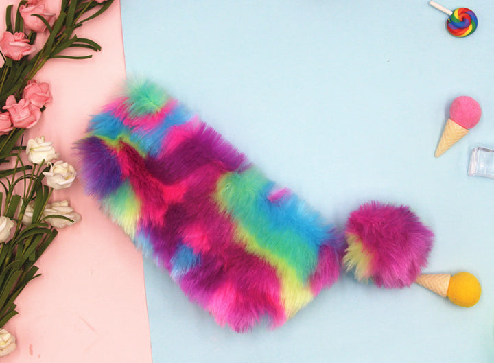 Furry Multicolored Plush Pencil Case Stornfield