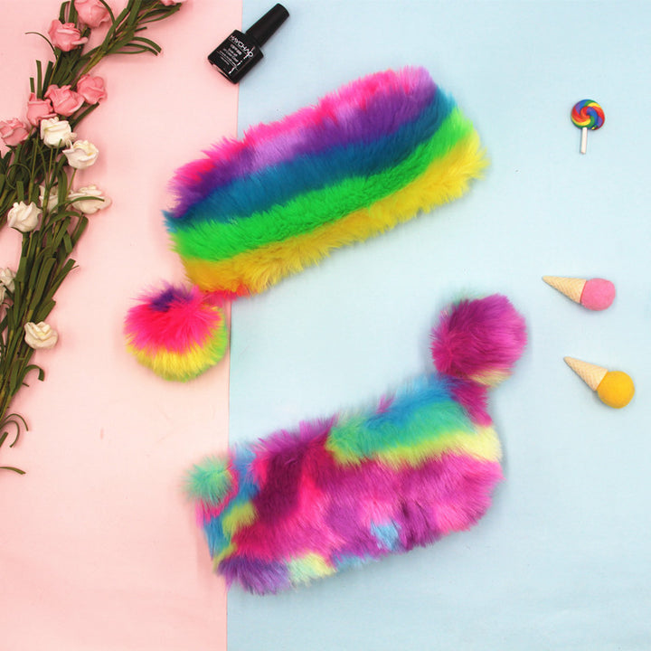 Furry Multicolored Plush Pencil Case Stornfield