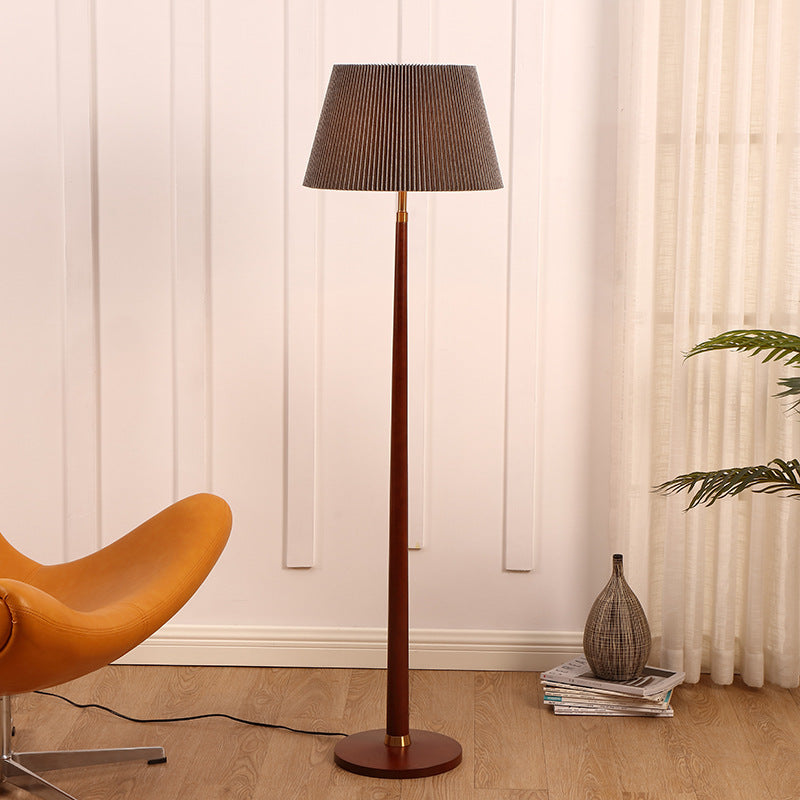 Mid-Century Modern Floor Lamp with Pleated Shade