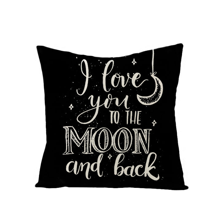 Square Linen-Texture Throw Pillow Cover with 'I Heart You' Typographic Print and Concealed Zipper