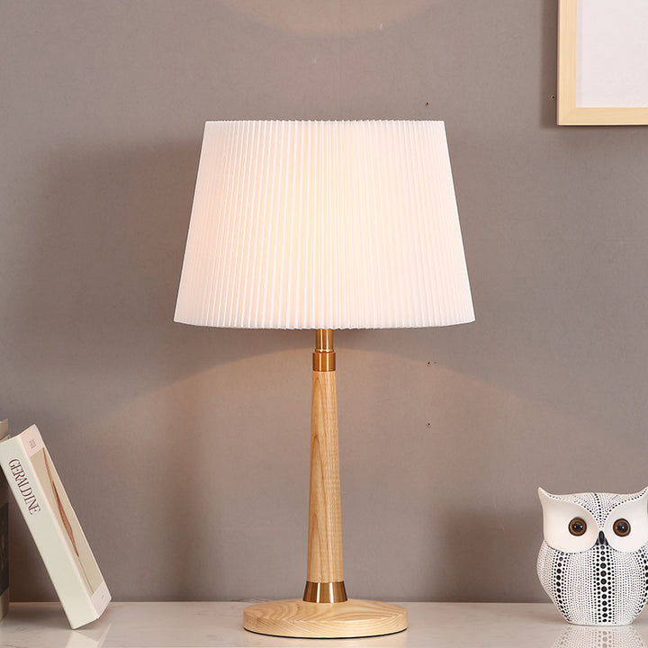 Mid-Century Modern Floor Lamp with Pleated Shade