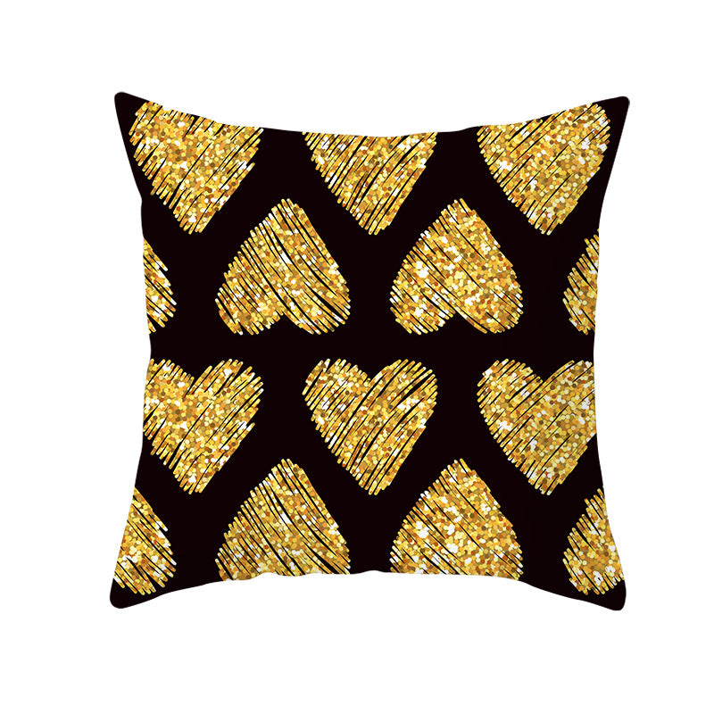 Decorative Square Pillow Cover Lip-Print Cotton-Linen Blend with Concealed Zipper