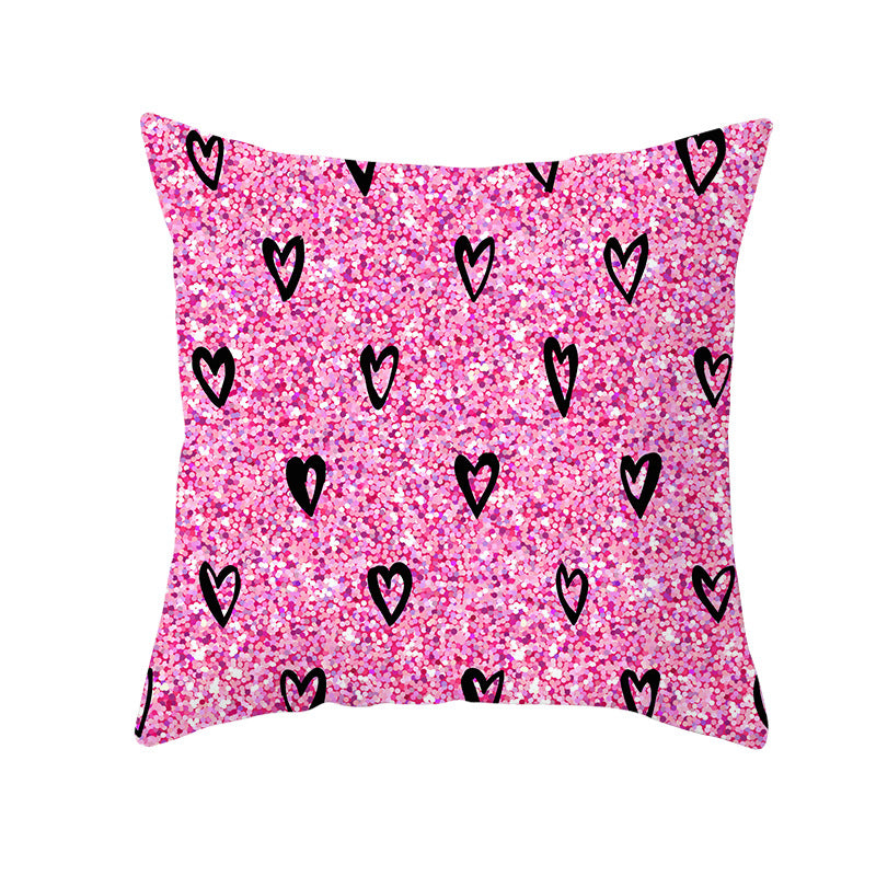 Decorative Square Pillow Cover Lip-Print Cotton-Linen Blend with Concealed Zipper