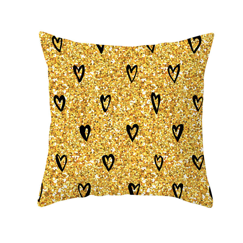 Decorative Square Pillow Cover Lip-Print Cotton-Linen Blend with Concealed Zipper
