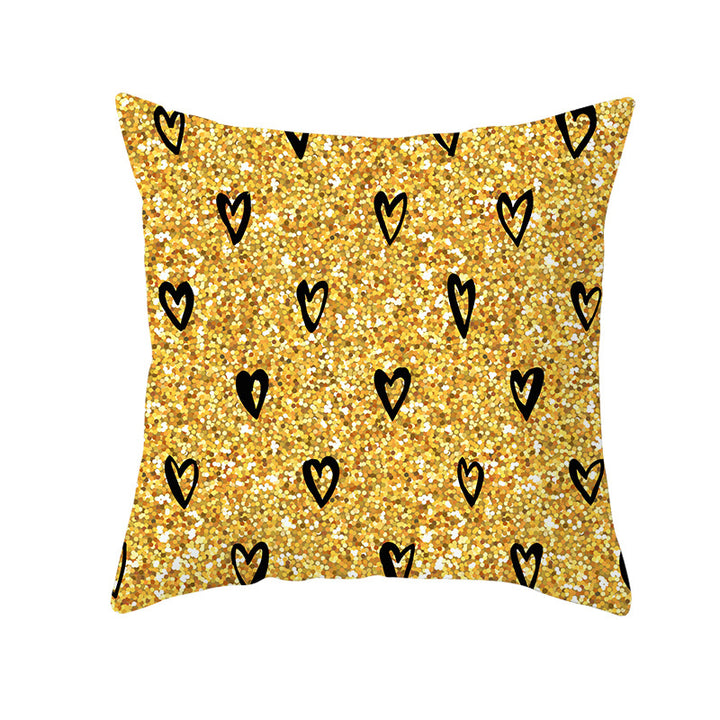 Decorative Square Pillow Cover Lip-Print Cotton-Linen Blend with Concealed Zipper