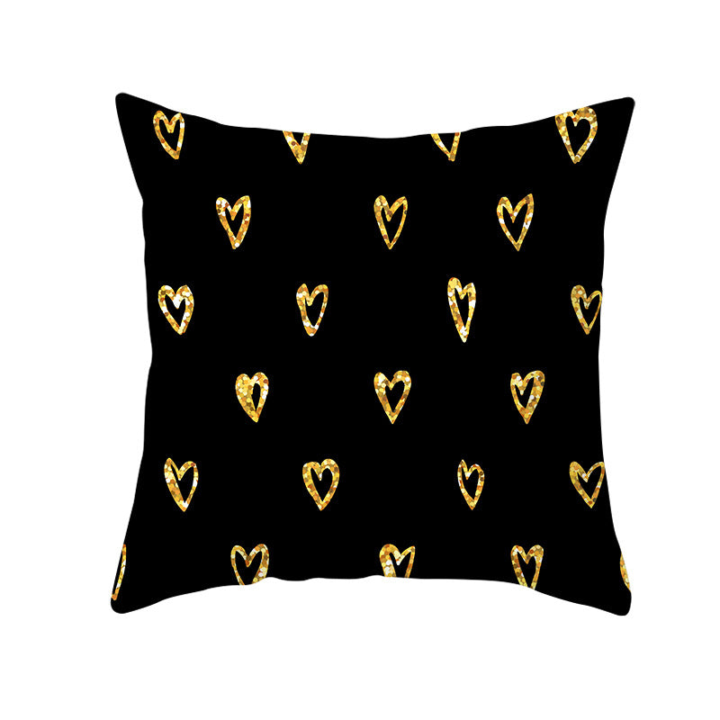 Decorative Square Pillow Cover Lip-Print Cotton-Linen Blend with Concealed Zipper