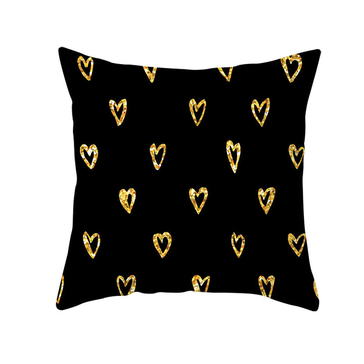 Decorative Square Pillow Cover Lip-Print Cotton-Linen Blend with Concealed Zipper