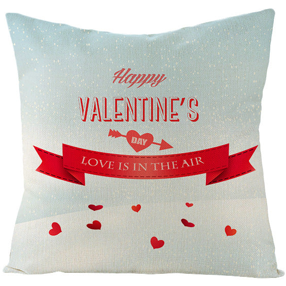 Square Linen-Texture Heart-Tree Decorative Throw Pillow Cover with Concealed Zipper