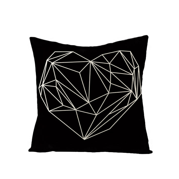 Square Linen-Texture Throw Pillow Cover with 'I Heart You' Typographic Print and Concealed Zipper