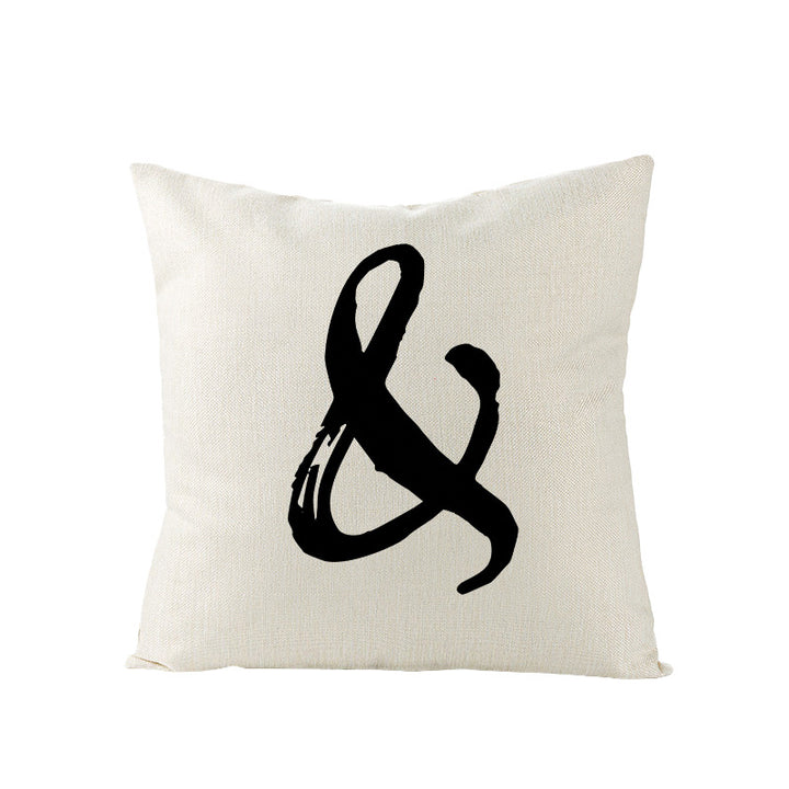 Square Linen-Texture Throw Pillow Cover with 'I Heart You' Typographic Print and Concealed Zipper