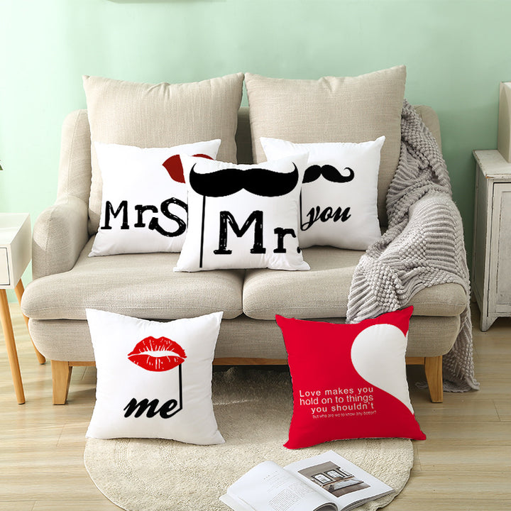 Multilingual Love Typography Decorative Square Pillow Cover with Hidden Zipper