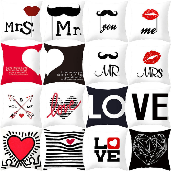 Multilingual Love Typography Decorative Square Pillow Cover with Hidden Zipper
