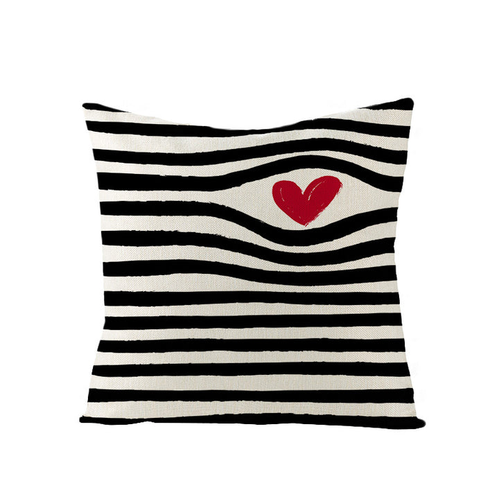Square Linen-Texture Throw Pillow Cover with 'I Heart You' Typographic Print and Concealed Zipper