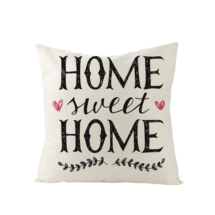 Square Linen-Texture Throw Pillow Cover with 'I Heart You' Typographic Print and Concealed Zipper