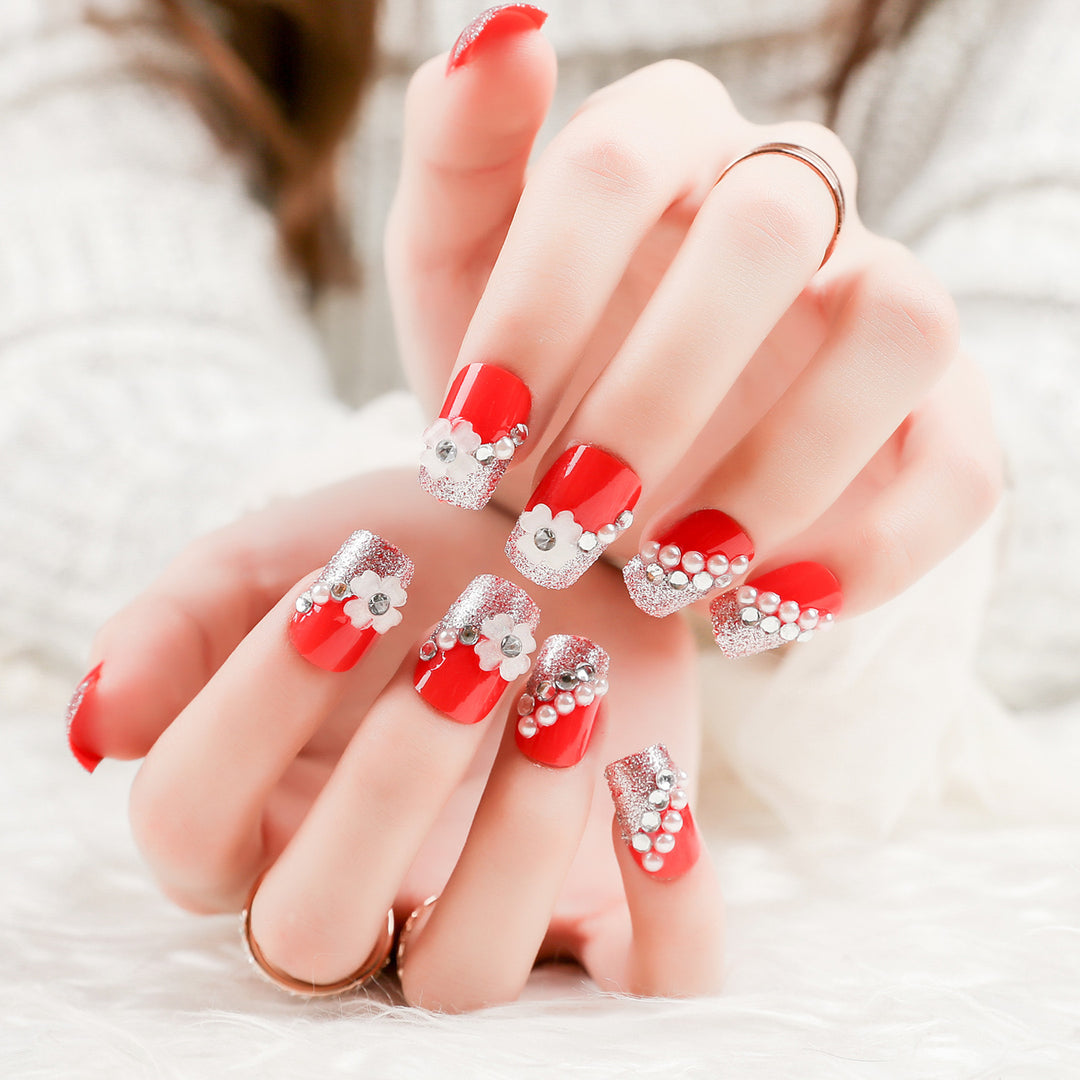 Creative Rhinestone-Embellished Press-On Nail Set