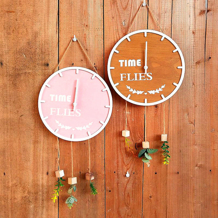 Decorative Wall Clock with Hanging Greenery