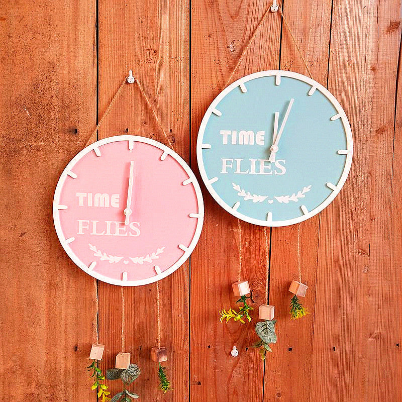 Decorative Wall Clock with Hanging Greenery