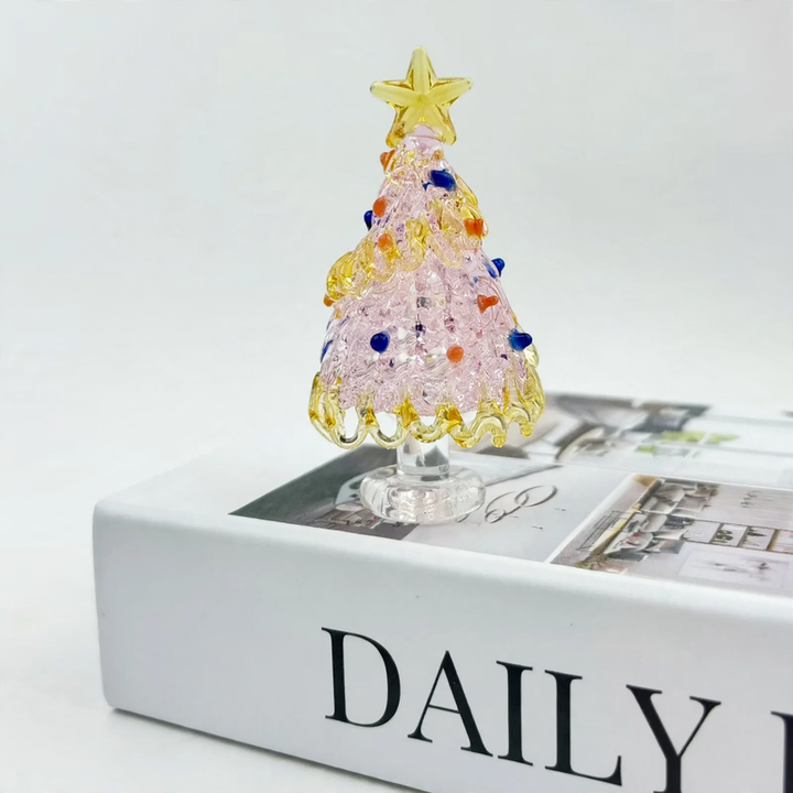 Mini Christmas tree made of glass, decorative table figure