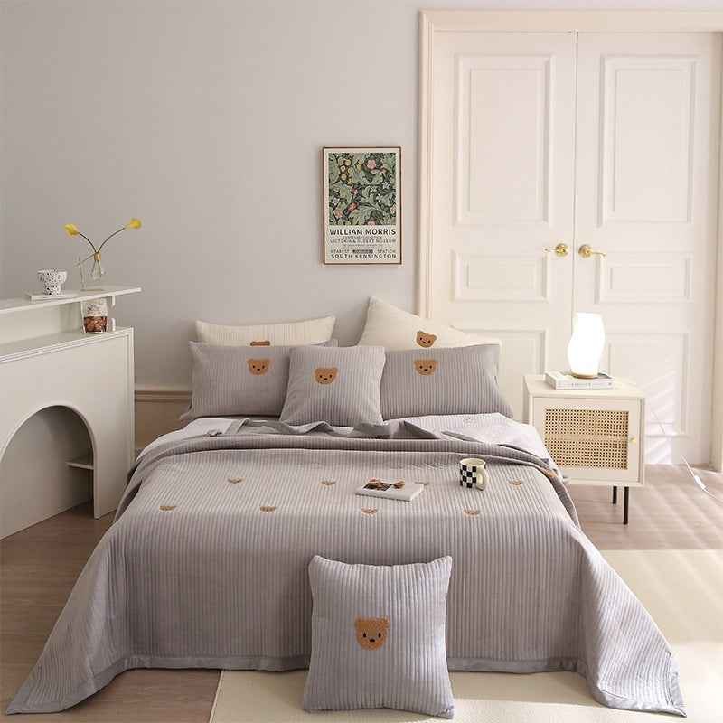 Reversible baby fur bedspread, Korean style