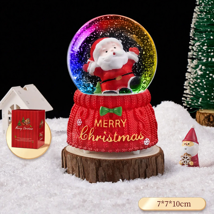 Christmas snow globe with music box and carriage design