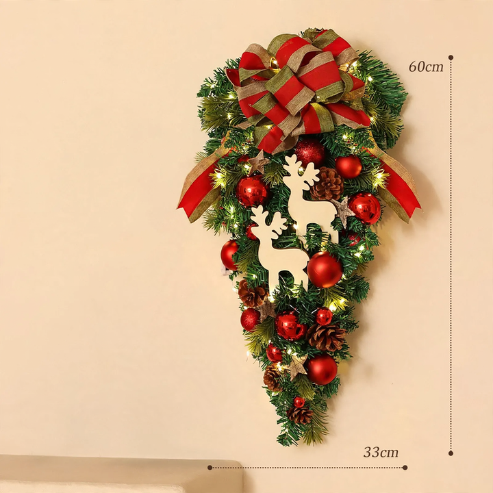 Decorative Christmas wreath made of silk flowers
