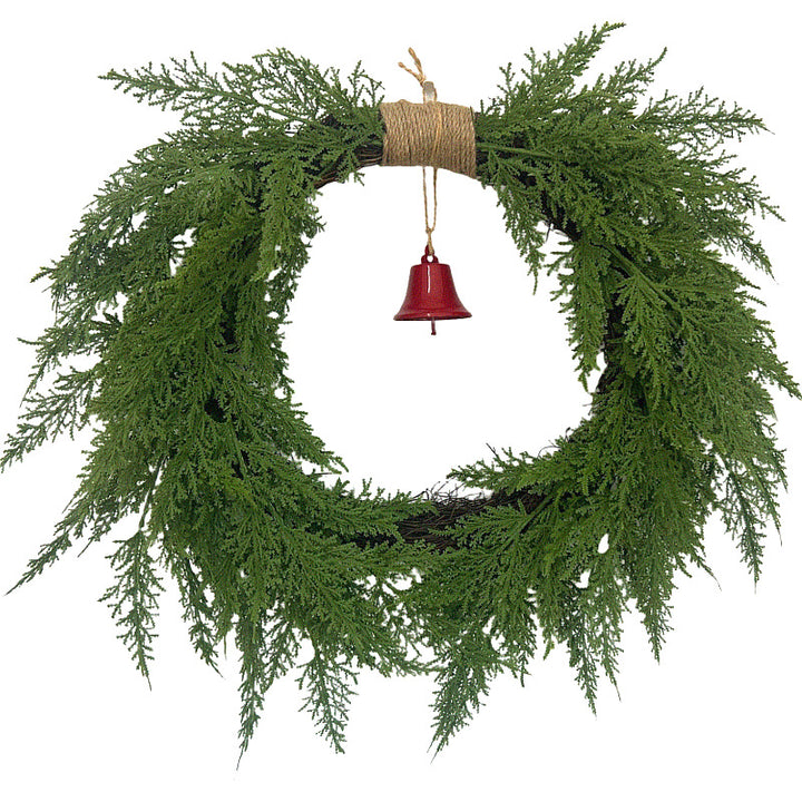 Christmas wreath with pine needles and bells