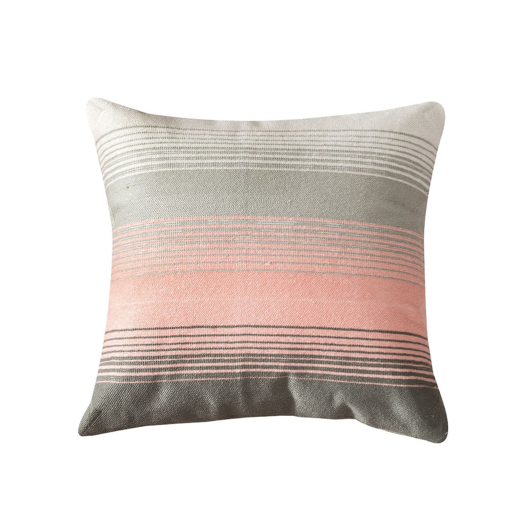 Embroidered cushion cover with stripe pattern, 45×45 cm