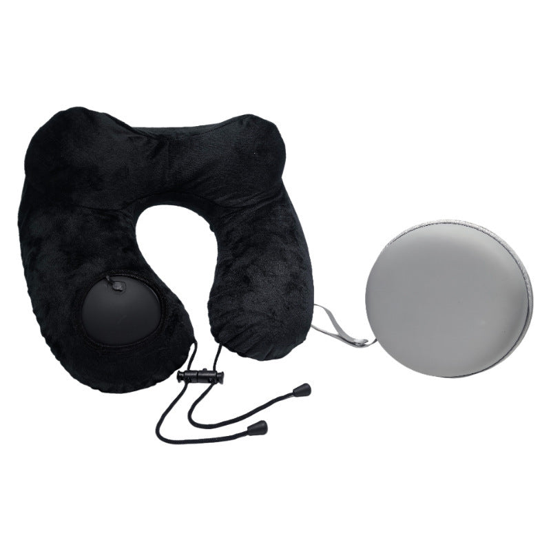 Inflatable U-shaped pillow for travel and flights