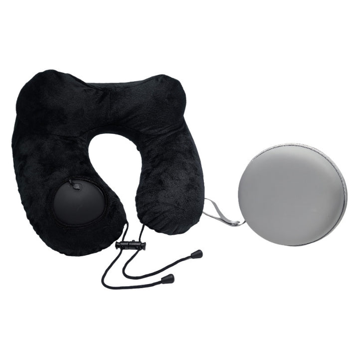 Inflatable U-shaped pillow for travel and flights