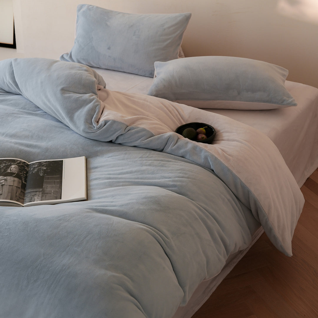 Milk fiber bedding set, 4-piece, winter, solid color