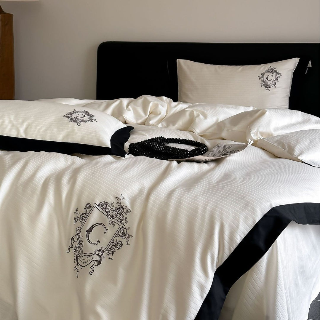 Cotton bedding set, 4-piece, textured, various sizes