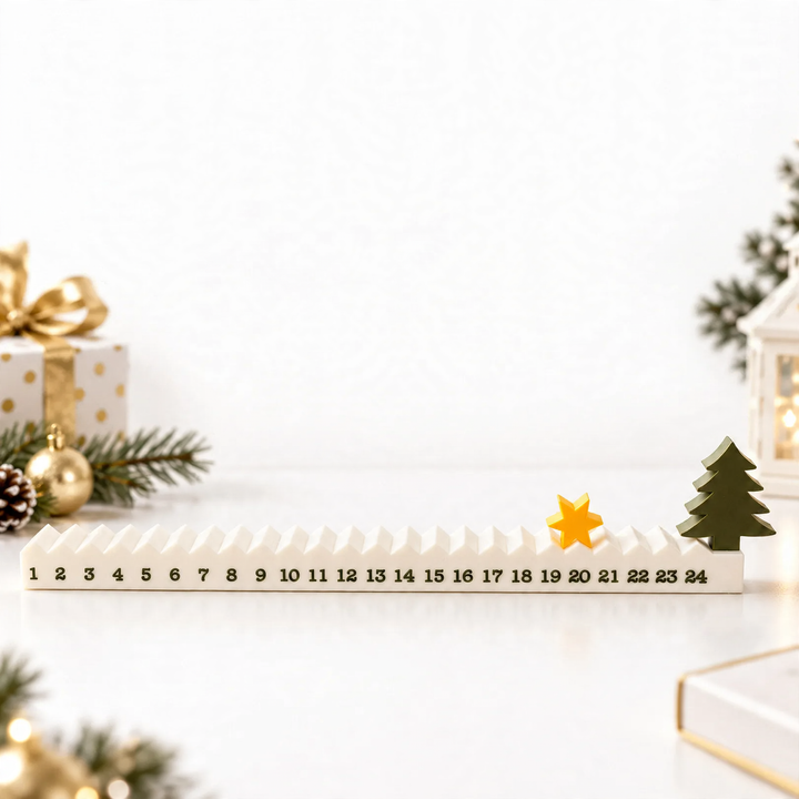 3D-printed Christmas tree advent calendar as table decor
