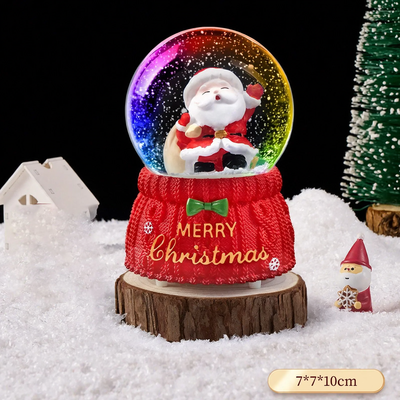 Christmas snow globe with light and music