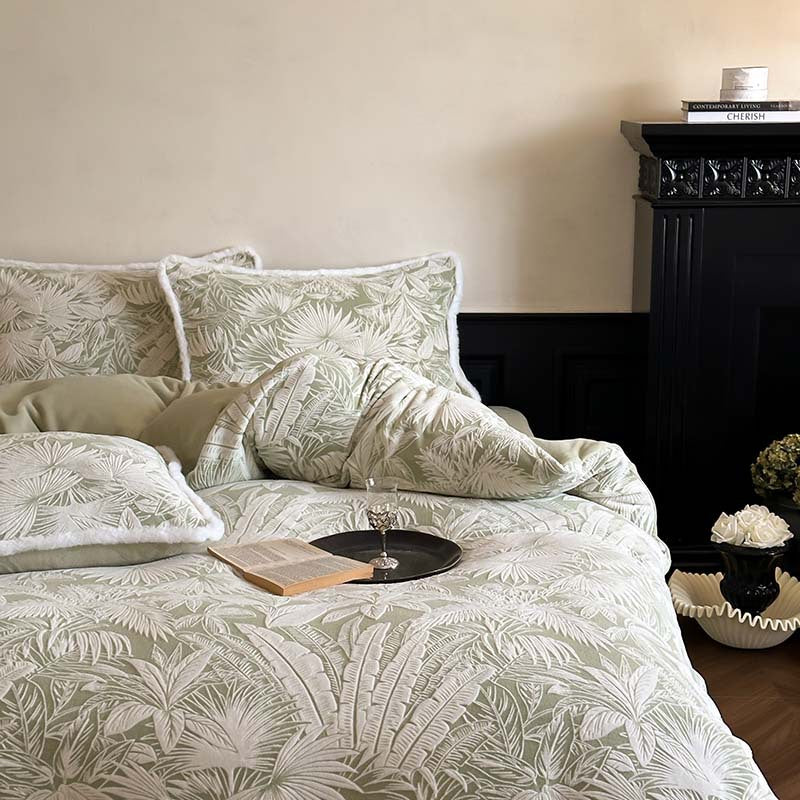 Winter bed set made of milk fiber, 4-piece