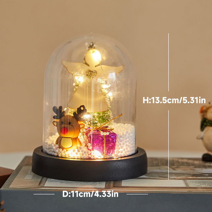 Mini Christmas tree in acrylic bell, illuminated, 13.5-21.5 cm