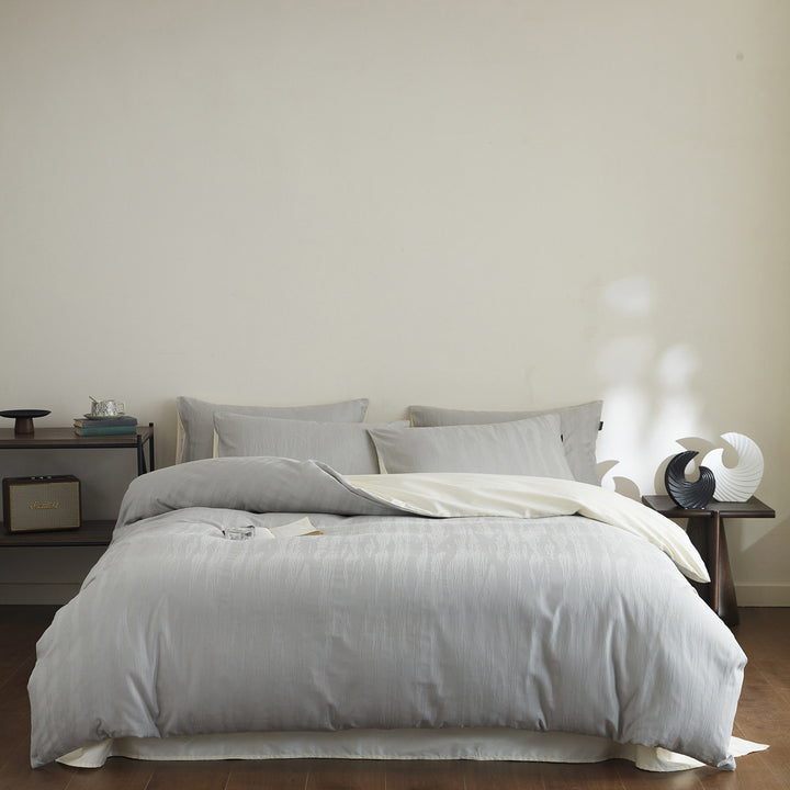 Bedding set made of washed long-staple cotton, jacquard