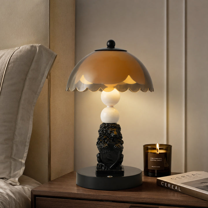 Lion table lamp, ABS, black, touch control
