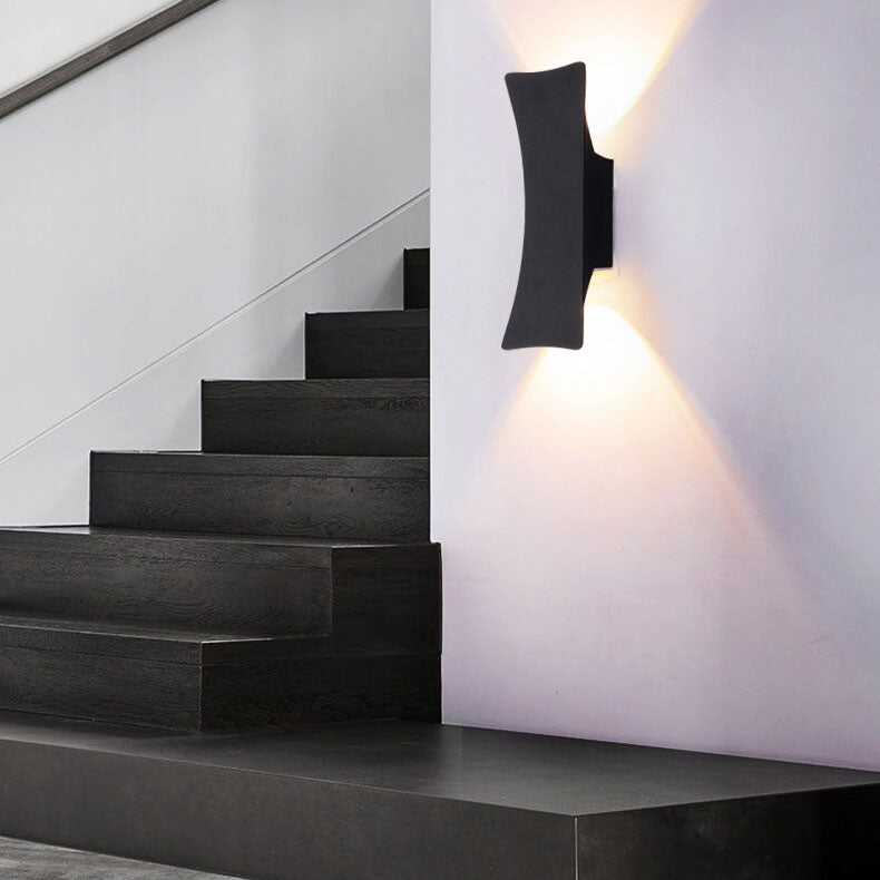 Modern Simple Rectangular Curved LED Outdoor Waterproof Wall Sconce Lamp | Stornfield