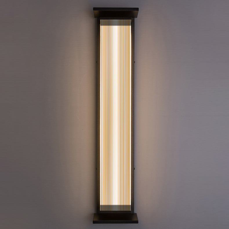 Modern Minimalist Waterproof Rectangular Stainless Steel Acrylic LED Wall Sconce Lamp For Outdoor Patio | Stornfield