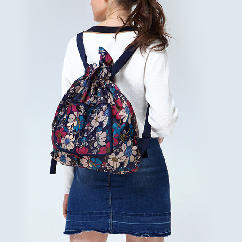 Foldable Printed Nylon Backpack with Drawstring | Stornfield