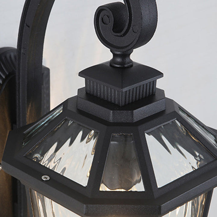 Traditional European Waterproof Aluminum Glass Octagon Cylinder 1-Light Wall Sconce Lamp For Garden | Stornfield